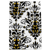 黒エレガントと白と金ゴールドダマスクのtouch ミディアムペーパーバッグ (正面)