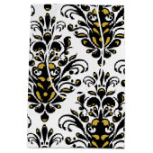 黒エレガントと白と金ゴールドダマスクのtouch ミディアムペーパーバッグ (裏面)