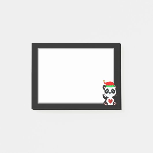 黒エレガントと白のかわいいパンダのクマの漫画 ポストイット (正面)