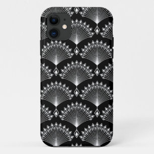 黒エレガントと白のオーナメントインart decoスタイル iPhone 11 ケース