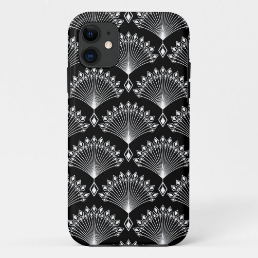 黒エレガントと白のオーナメントインart decoスタイル Case-Mate iPhoneケース (裏面)