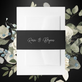 黒エレガントと白のオーバーサイズのスクリプ結婚ト 招待状ベリーバンド