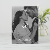 黒エレガントと白のオーバーレイ写真の日付を保存 招待状 (スタンド正面)