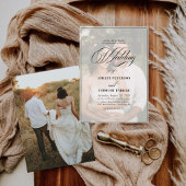 黒エレガントと白のオーバーレイ結婚写真 招待状