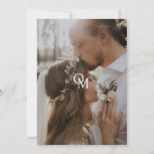 黒エレガントと白のオーバーレイ結婚写真 招待状 (裏面)