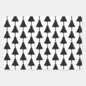 黒エレガントと白のクリスマスツリーパターン ラッピングペーパーシート (正面3)