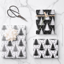 黒エレガントと白のクリスマスツリーパターン