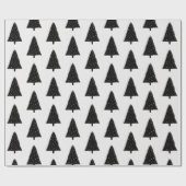 黒エレガントと白のクリスマスツリーパターン ラッピングペーパー (フラット)