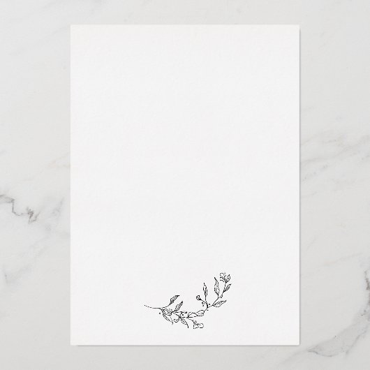 黒エレガントと白のクレスト日付を保存 箔招待状 (裏面)