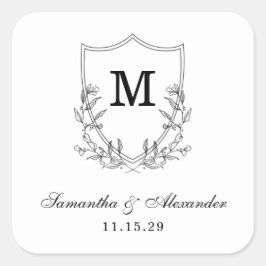 黒エレガントと白のクレスト スクエアシール