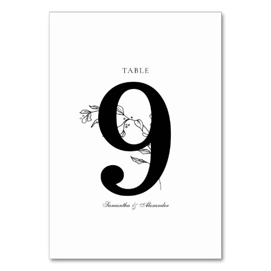 黒エレガントと白のクレスト テーブルナンバー (正面)