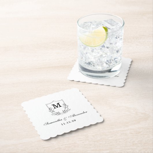 黒エレガントと白のクレスト ペーパーコースター (インサイチュ)