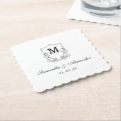 黒エレガントと白のクレスト ペーパーコースター (アングル)