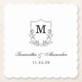 黒エレガントと白のクレスト ペーパーコースター (正面)