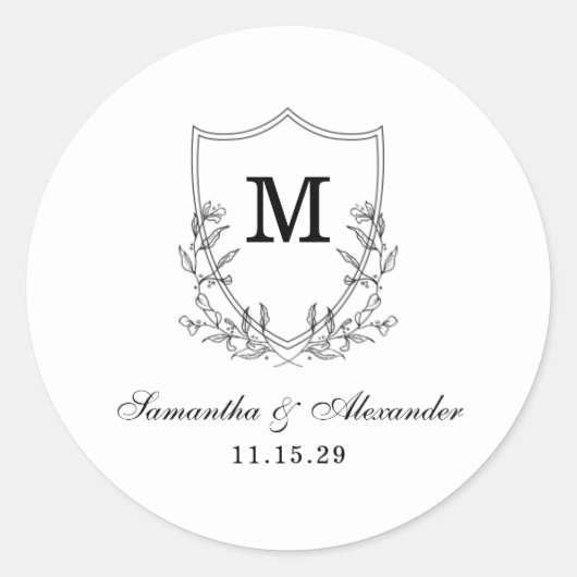 黒エレガントと白のクレスト ラウンドシール (正面)