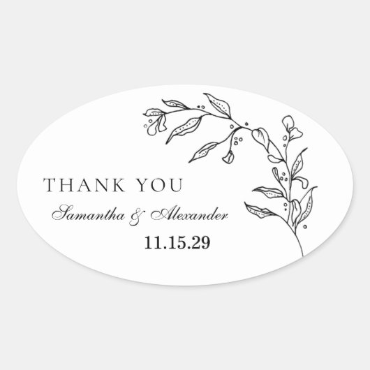 黒エレガントと白のクレスト 楕円形シール (正面)