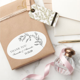 黒エレガントと白のクレスト 楕円形シール