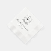 黒エレガントと白のクレスト 縁ありカクテルナプキン (角)