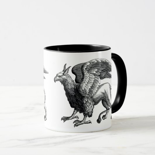 黒エレガントと白のグリフィン – 伝説的な獣 マグカップ (正面右)