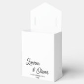 黒エレガントと白のスクリプトのミニマル結婚リスト フェイバーボックス (オープン)