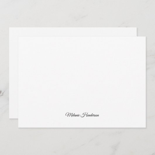 黒エレガントと白のスクリプトノートカード ノートカード (正面/裏面)