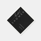 黒エレガントと白のスクリプトブライダルシャワー スタンダードカクテルナプキン (角)