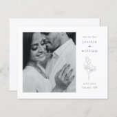 黒エレガントと白のスクリプト写真の日付を保存 (正面/裏面)