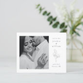 黒エレガントと白のスクリプト写真の日付を保存 (スタンド正面)