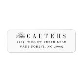 黒エレガントと白のスクリプト名差出人住所 ラベル (正面)