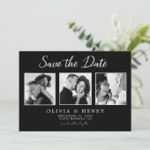 黒エレガントと白のスクリプト3フォト結婚ズ セーブザデート (スタンド正面)