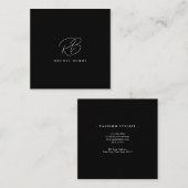 黒エレガントと白のスクリプモダント スクエア名刺 (正面/裏面)