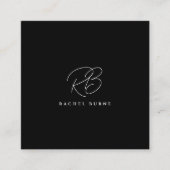 黒エレガントと白のスクリプモダント スクエア名刺 (正面)