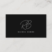 黒エレガントと白のスクリプモダント・ビジネス・カード 名刺 (正面)