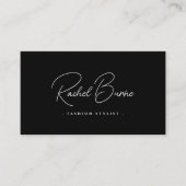 黒エレガントと白のスクリプモダント・ビジネス・カード 名刺 (正面)