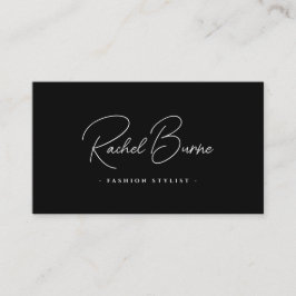 黒エレガントと白のスクリプモダント・ビジネス・カード 名刺