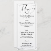 黒エレガントと白のスクリプ結婚トのメニューカード メニュー (正面/裏面)