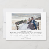 黒エレガントと白のスクリプ結婚トの写真 サンキューカード (裏面)