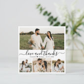 黒エレガントと白のスクリプ結婚ト写真の感謝してい サンキューカード (スタンド正面)