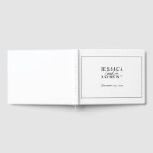 黒エレガントと白のスクリプ結婚ト ゲストブック (全面)