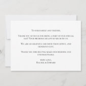 黒エレガントと白のスクリプ結婚ト サンキューカード (裏面)