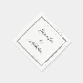 黒エレガントと白のスクリプ結婚ト スタンダードカクテルナプキン (角)