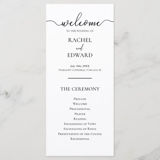 黒エレガントと白のスクリプ結婚ト プログラム (正面)