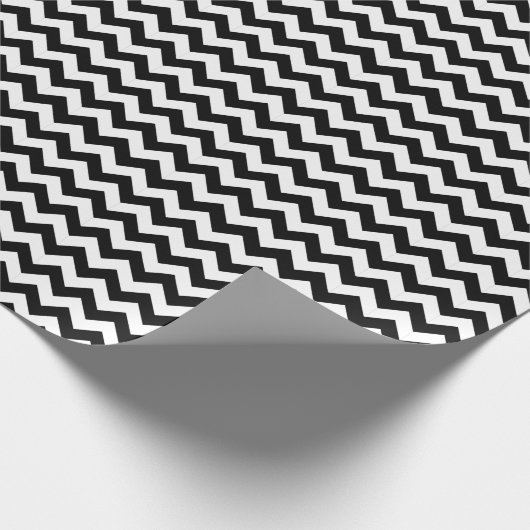 黒エレガントと白のストライプの山形 ラッピングペーパー (角)