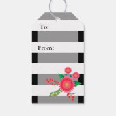 黒エレガントと白のストライプフローラ ギフトタグ (裏面)