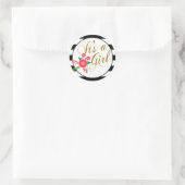 黒エレガントと白のストライプフローラ ラウンドシール (バッグ)