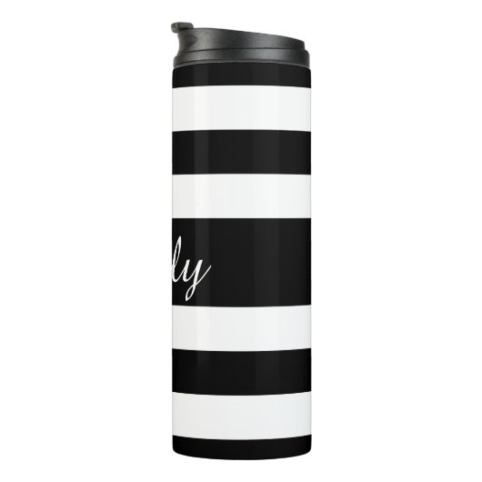 黒エレガントと白のストライプ文字 タンブラー (回転右)