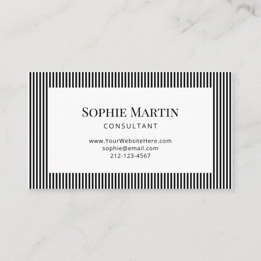 黒エレガントと白のストライプ 名刺 (裏面)