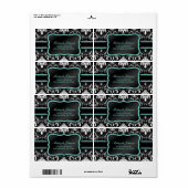 黒エレガントと白のダマスクとティール（緑がかった色）ブルー ラベル (フルシート)