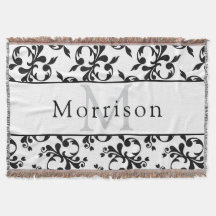 黒エレガントと白のダマスクフランスのパターン