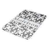 黒エレガントと白のダマスクフランスのパターン バスマット (アングル)